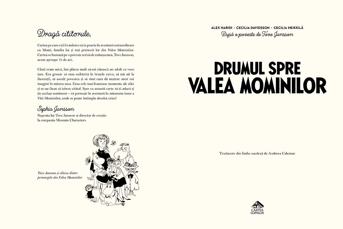 Drumul spre Valea Mominilor de Alex Haridi și Cecilia Davidsson, după o poveste de Tove Jansson ilustrații de Cecilia Heikkilä, Tove Jansson